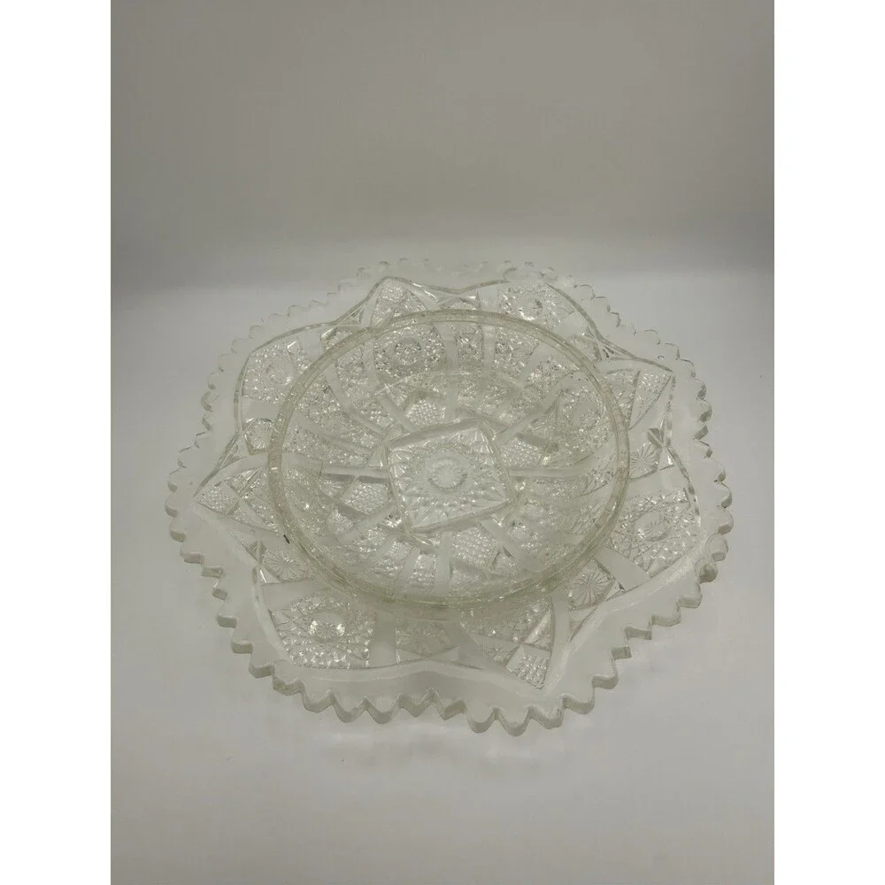 2 Piece Vintage American Brilliant Cut Glass Butter Dish with a Domed Lid